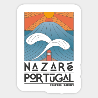 Nazaré Portugal Retro Travel Poster Sticker